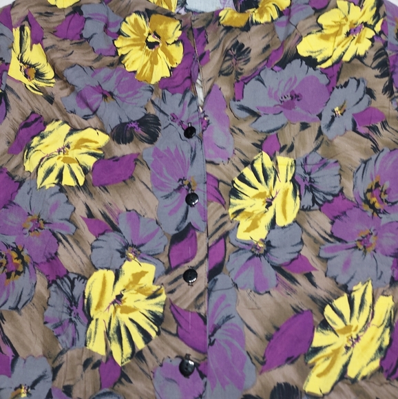 Tochi Vintage Floral Rayon Skirt Blouse Set, Medium - Picture 8 of 16